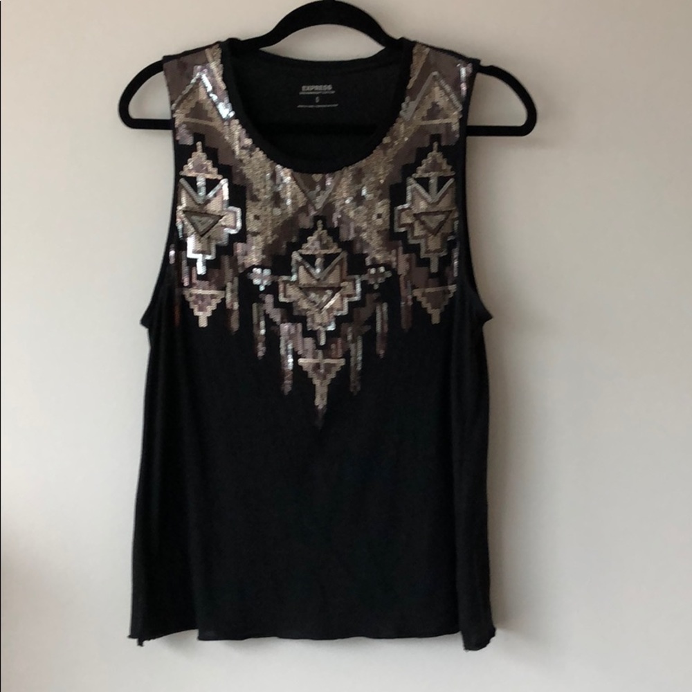 silver sequined tank top - size M - Express